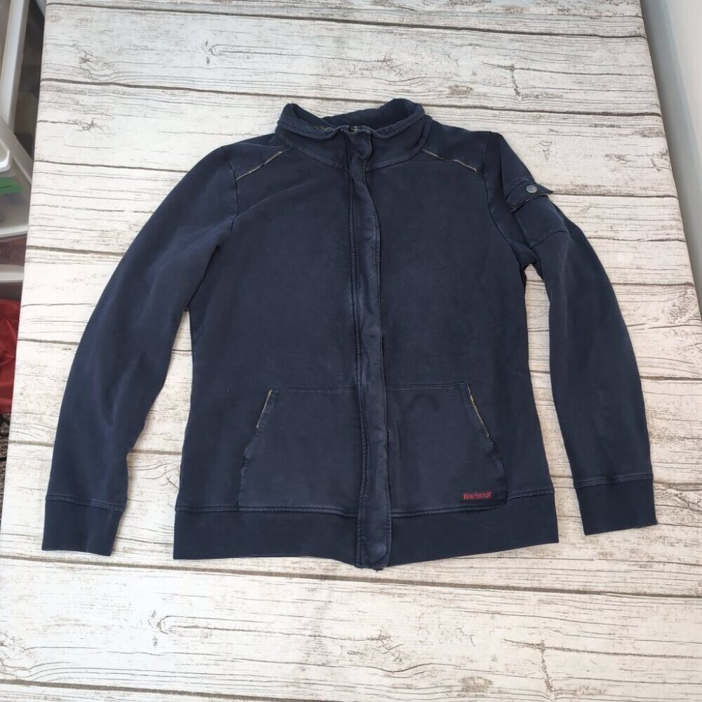 Barbour Classic Tartan Full Zip Jacket Navy Fleece Casual Outdoor – Women’s 14